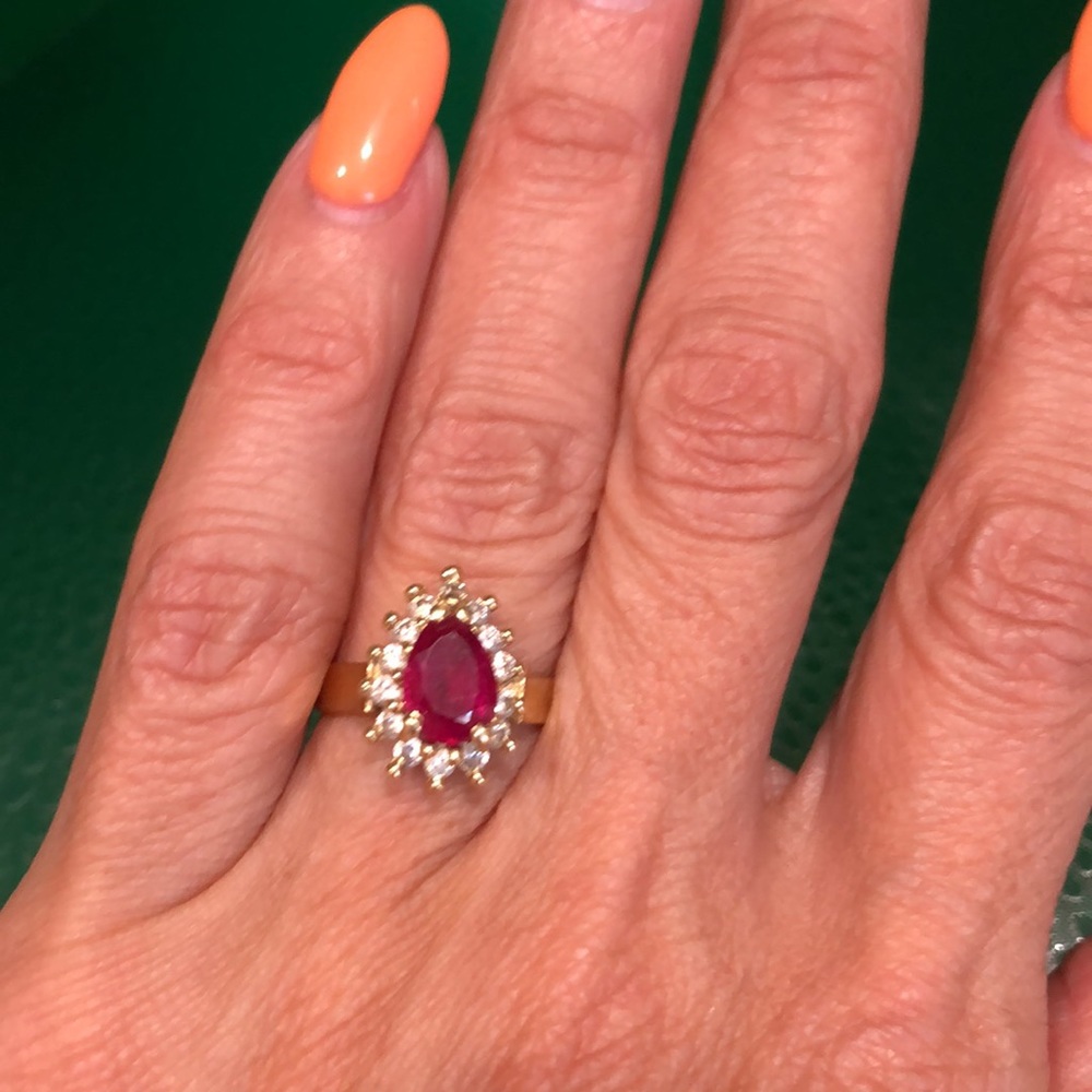 This Is Red Ruby Diamond Cocktail Ring - image 2